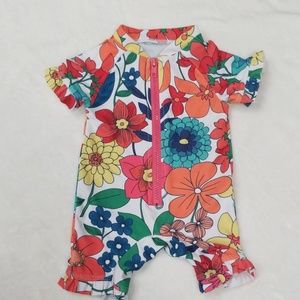 Baby 0-3 months one piece swimsuit floral print